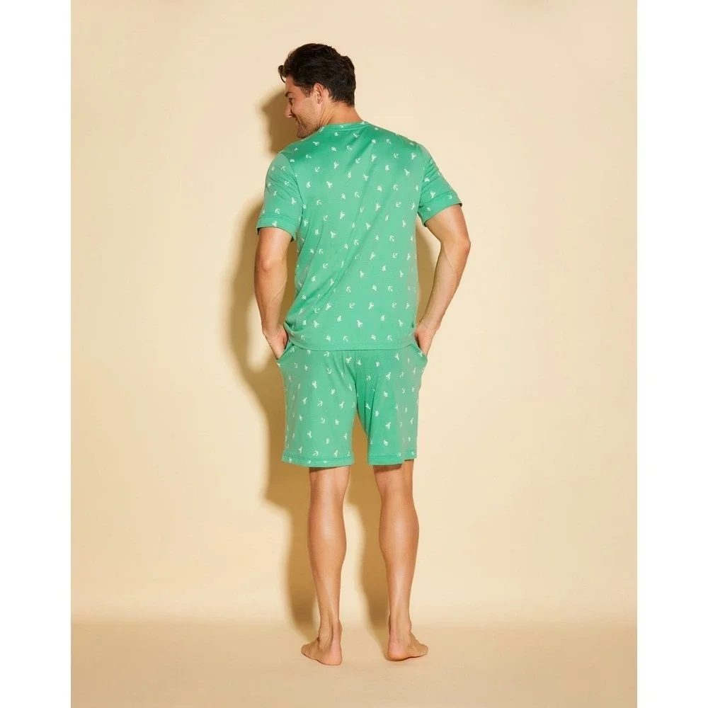 Men's Luxury Cotton Pajama Set by Cosabella – V-Neck‎ Tee & Shorts Combo size L